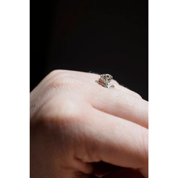 Simple Herkimer Diamond Engagement Ring - Picture 3 of 4
